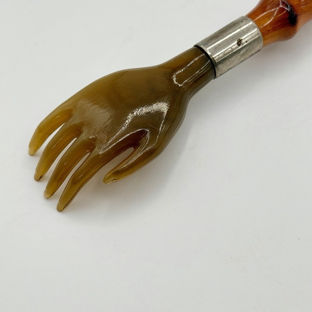 Vintage Combination Shoe Horn Back Scratcher Bamboo Faux Tortoise Shell 21"
